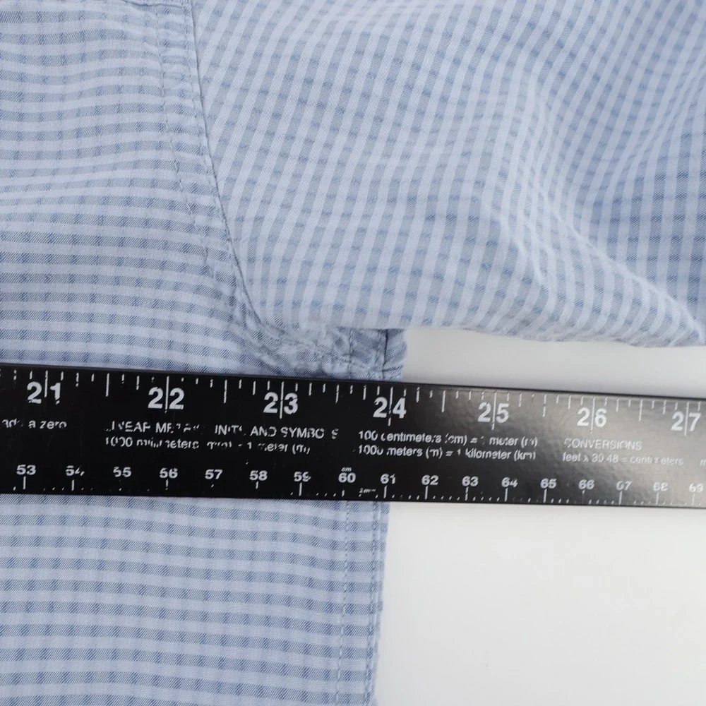 The North Face Check Short Sleeve Button Down Shirt‎ Blue Mens Large Modal Blend
